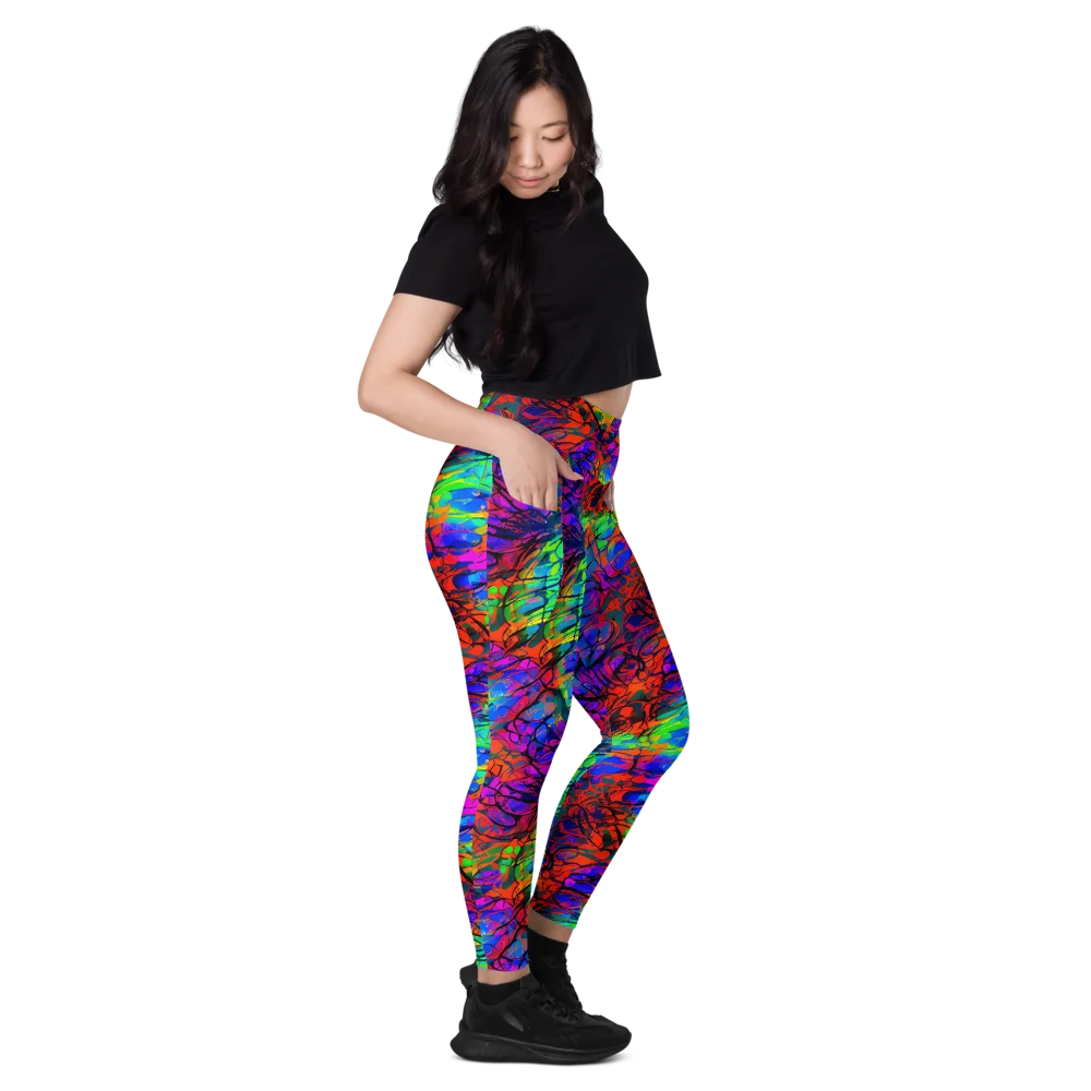 Fluorescent Reverie on Leggings with Pockets — Right