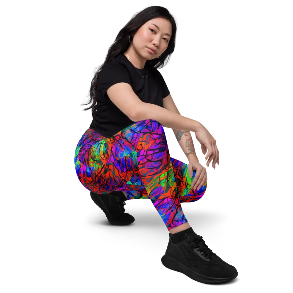 Fluorescent Reverie on Leggings with Pockets — Right Front