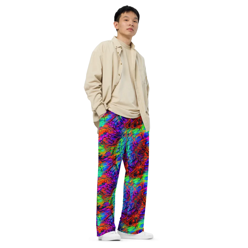 Fluorescent Reverie on Wide-Leg Pants — Right Front