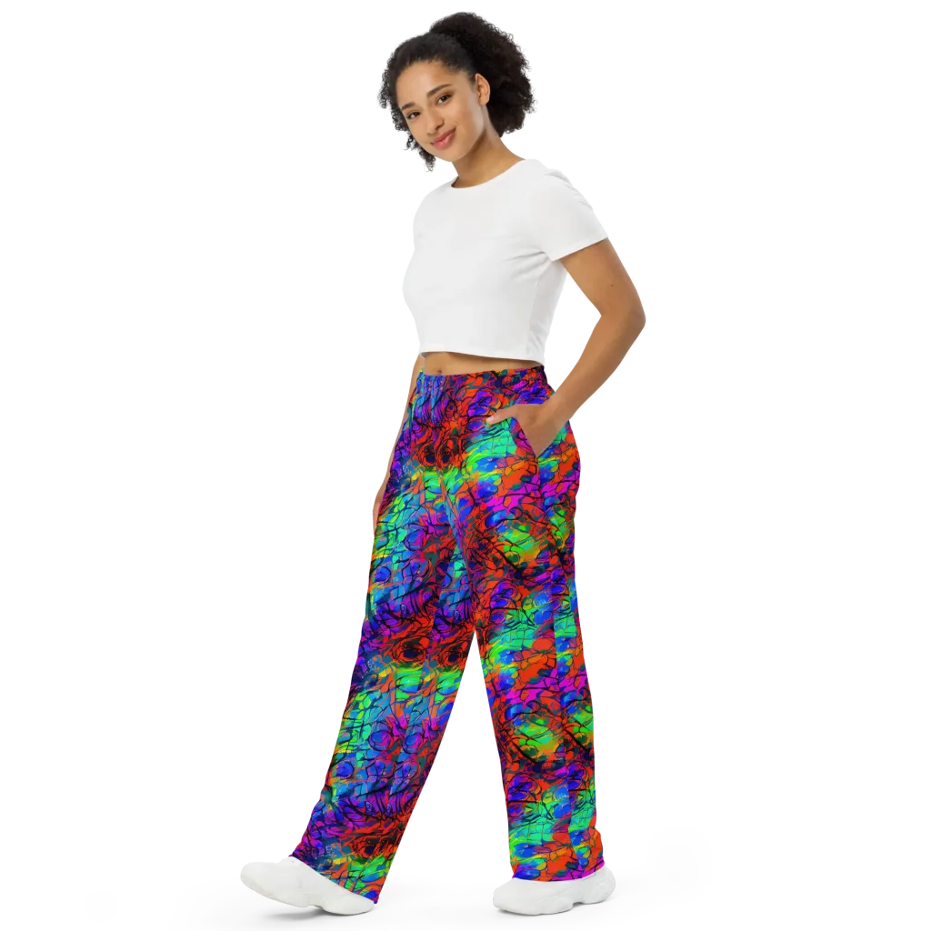 Fluorescent Reverie on Wide-Leg Pants — Left Front
