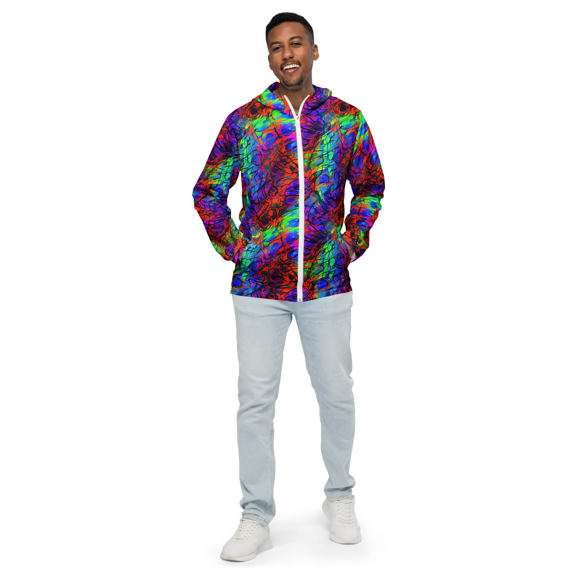 Fluorescent Reverie on Men's Windbreaker — Front