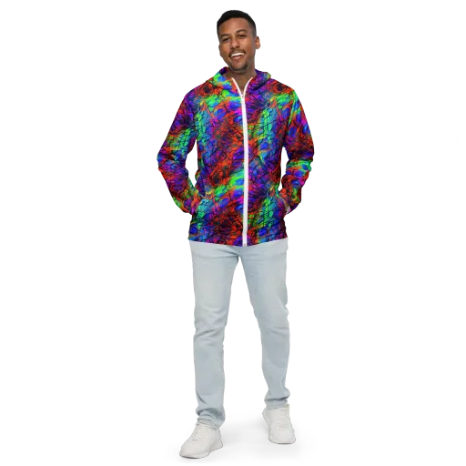 Fluorescent Reverie on a Men's Windbreaker