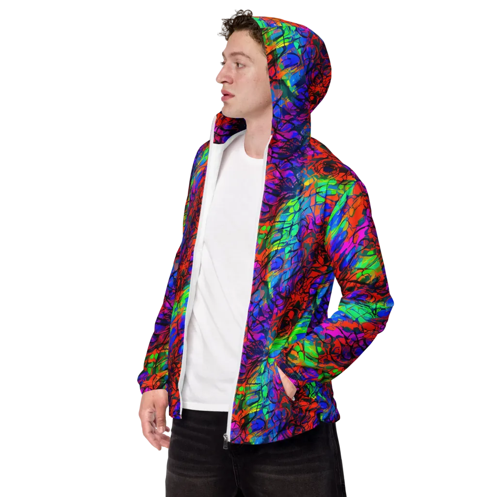 Fluorescent Reverie on Men's Windbreaker — Left Front