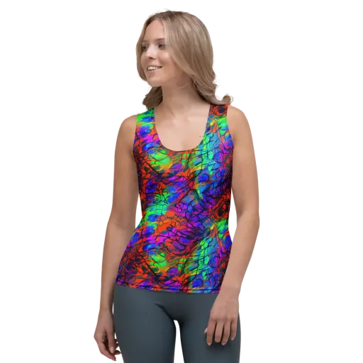 Fluorescent Reverie on a Women's Tank Top