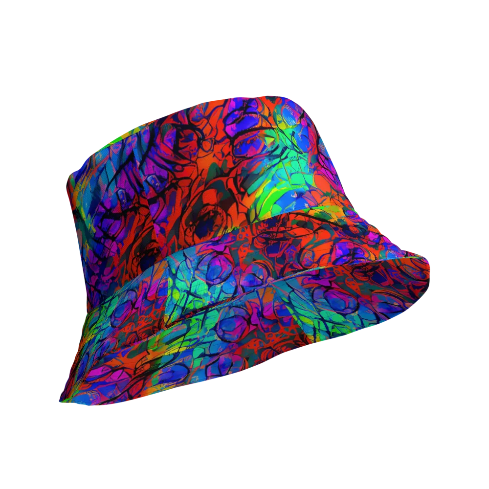 Fluorescent Reverie on Reversible Bucket Hat — Product details Outside