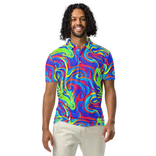Candy Cyclone on a Men's Slim Fit Polo Shirt