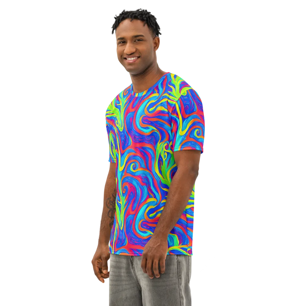 Candy Cyclone on Men's Cotton Crew Neck T-Shirt — Left Front