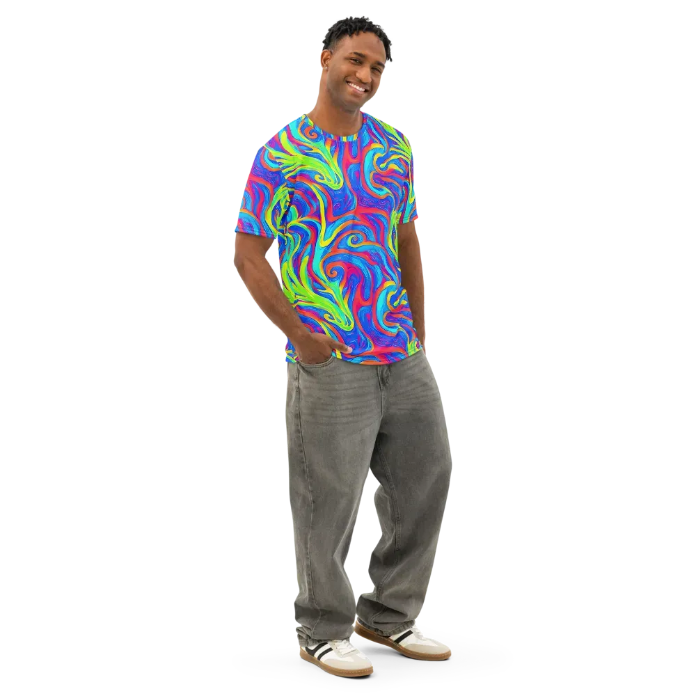 Candy Cyclone on Men's Cotton Crew Neck T-Shirt — Right Front