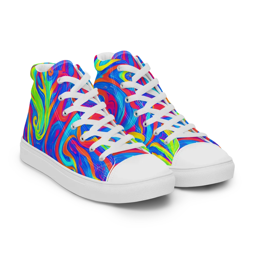 Candy Cyclone on Men's High Top Canvas Shoes — Right Front
