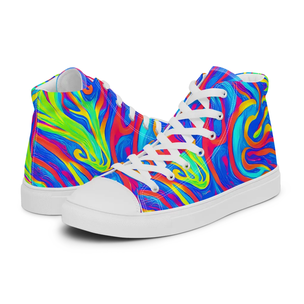 Candy Cyclone on Men's High Top Canvas Shoes — Left