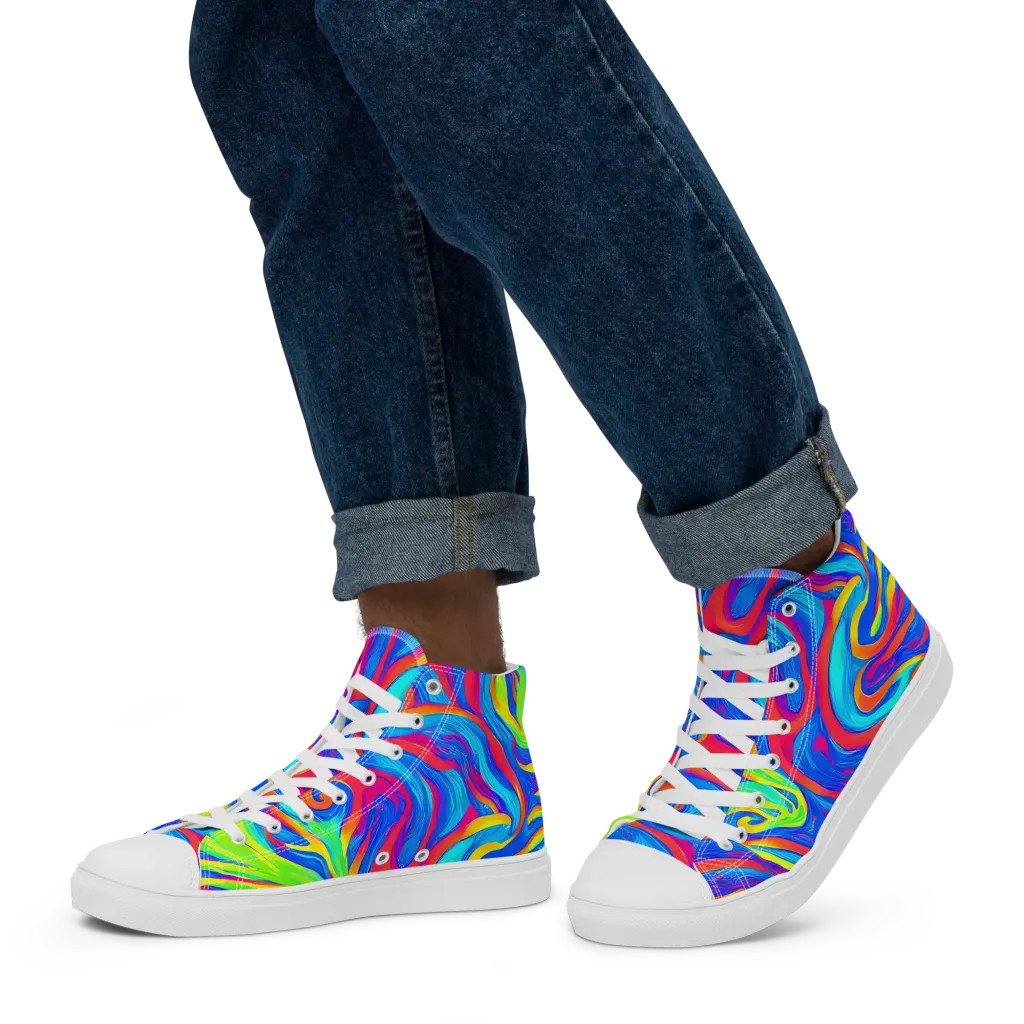 Candy Cyclone on Men's High Top Canvas Shoes — Left