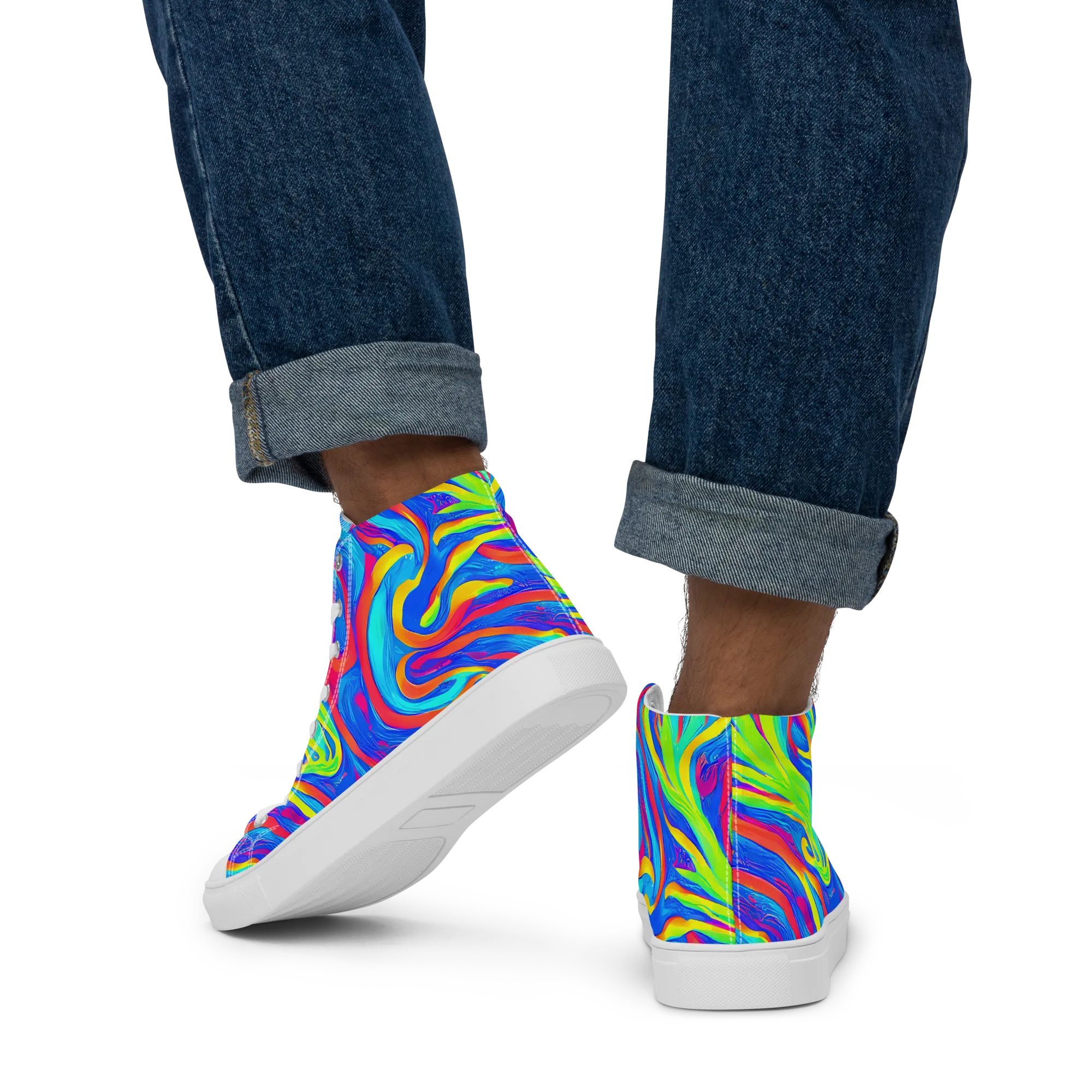 Candy Cyclone on Men's High Top Canvas Shoes — Back