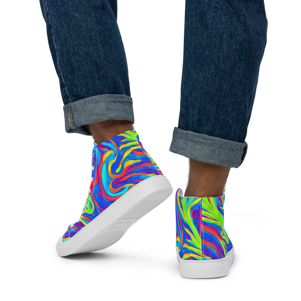 Candy Cyclone on Men's High Top Canvas Shoes — Back