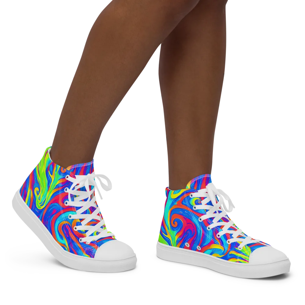 Candy Cyclone on Women's High Top Canvas Shoes — Right