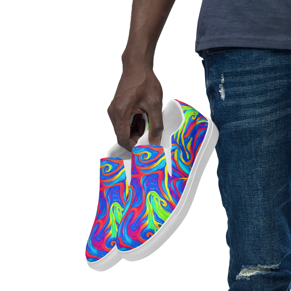 Candy Cyclone on Men's Slip-On Canvas Shoes — Left Front