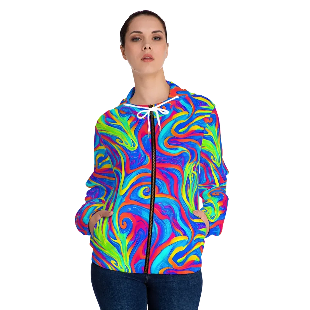 Candy Cyclone on Women's Full-Zip Hoodie — Front On Person