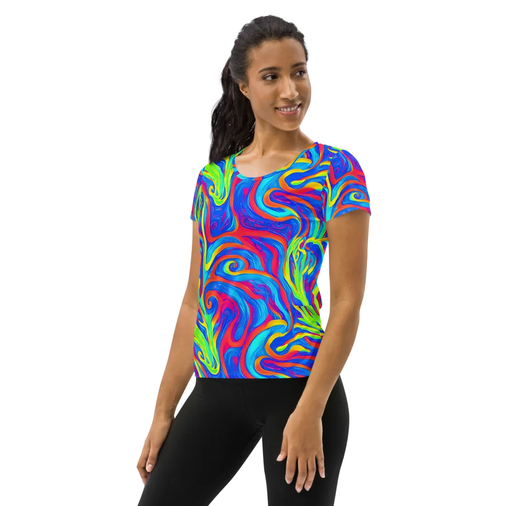 Candy Cyclone on Women's Athletic T-Shirt — Left