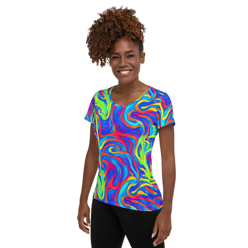 Candy Cyclone on Women's Athletic T-Shirt — Left