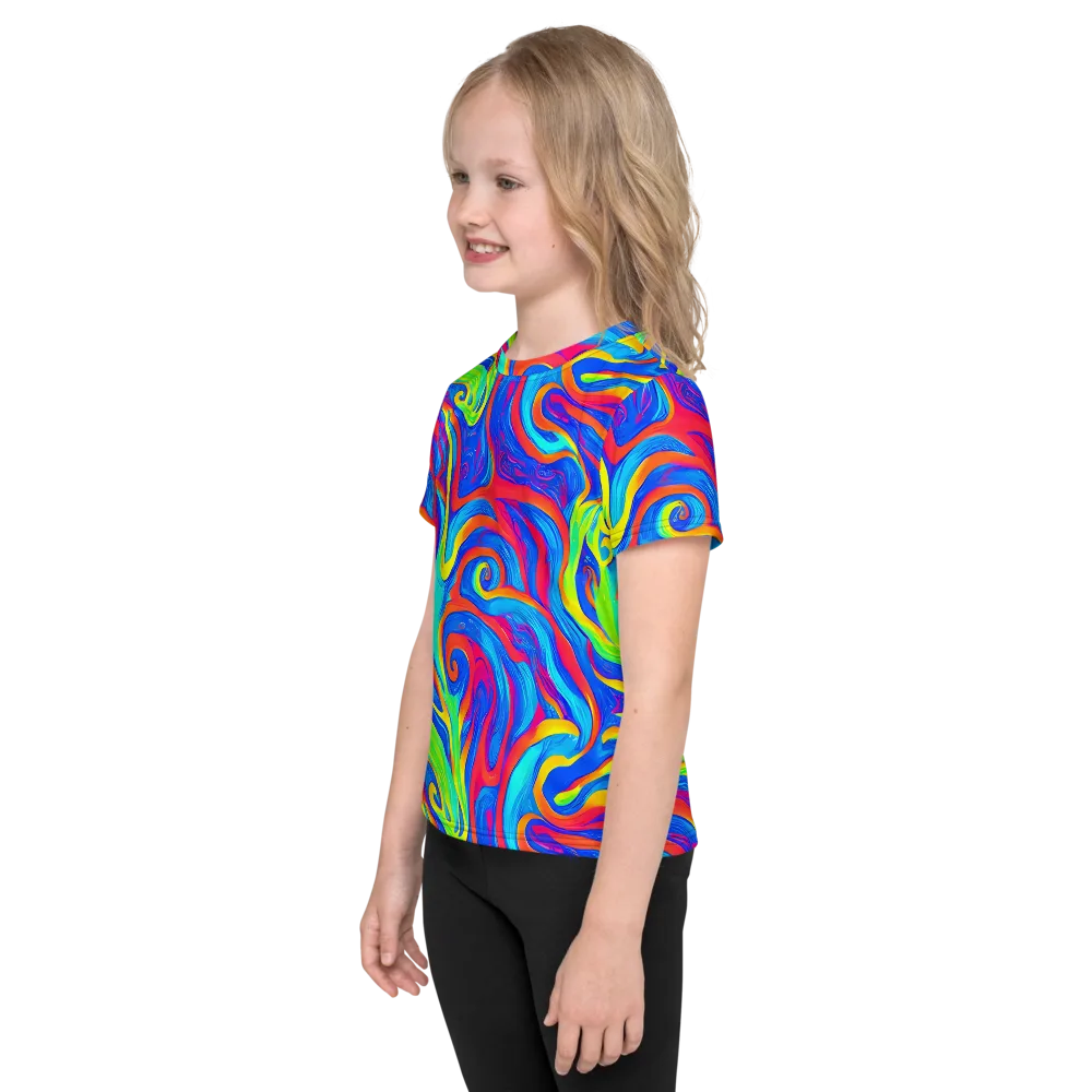 Candy Cyclone on Kids Crew Neck T-Shirt — Left