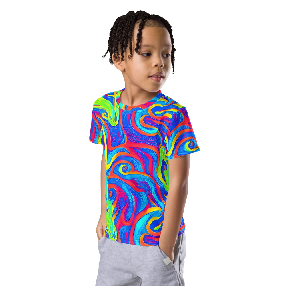 Candy Cyclone on Kids Crew Neck T-Shirt — Left Front