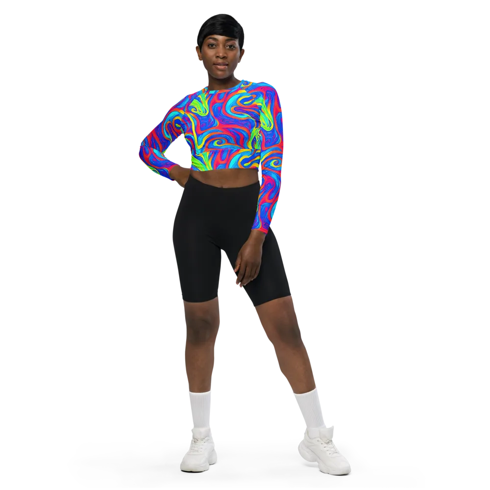 Candy Cyclone on Long Sleeve Crop Top — Front