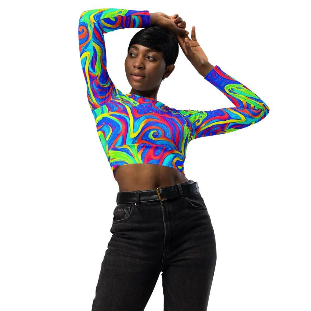 Candy Cyclone on Long Sleeve Crop Top — Front