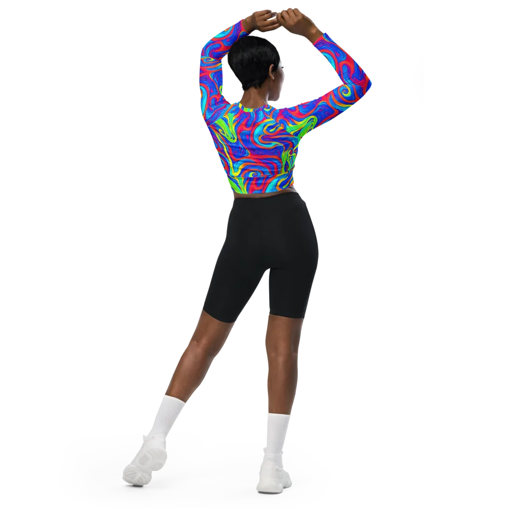 Candy Cyclone on Long Sleeve Crop Top — Back