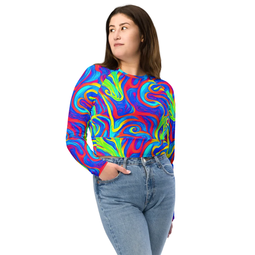 Candy Cyclone on Long Sleeve Crop Top — Front
