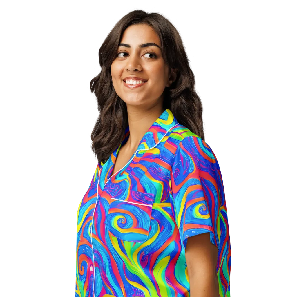 Candy Cyclone on Women's Short Sleeve Pajama Top — Left Front