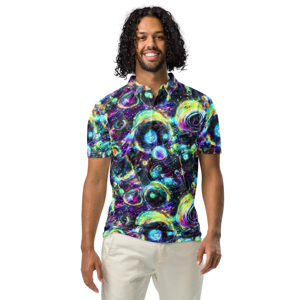 Iridescent Gravity on Men's Slim Fit Polo Shirt — Front