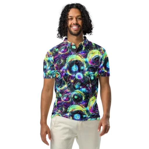 Iridescent Gravity on a Men's Slim Fit Polo Shirt
