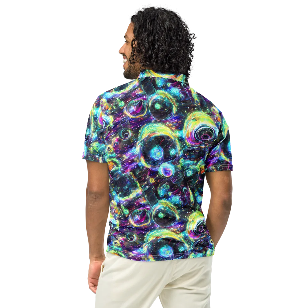 Iridescent Gravity on Men's Slim Fit Polo Shirt — Back