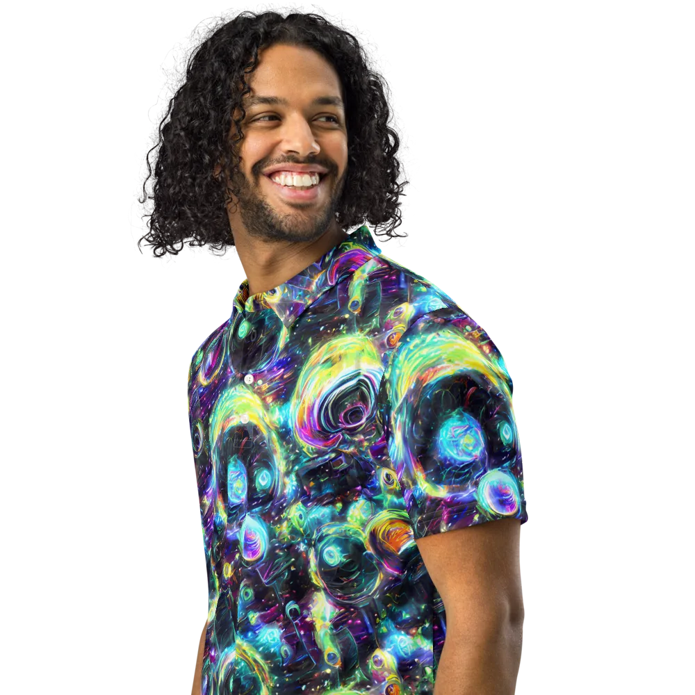 Iridescent Gravity on Men's Slim Fit Polo Shirt — Left Front