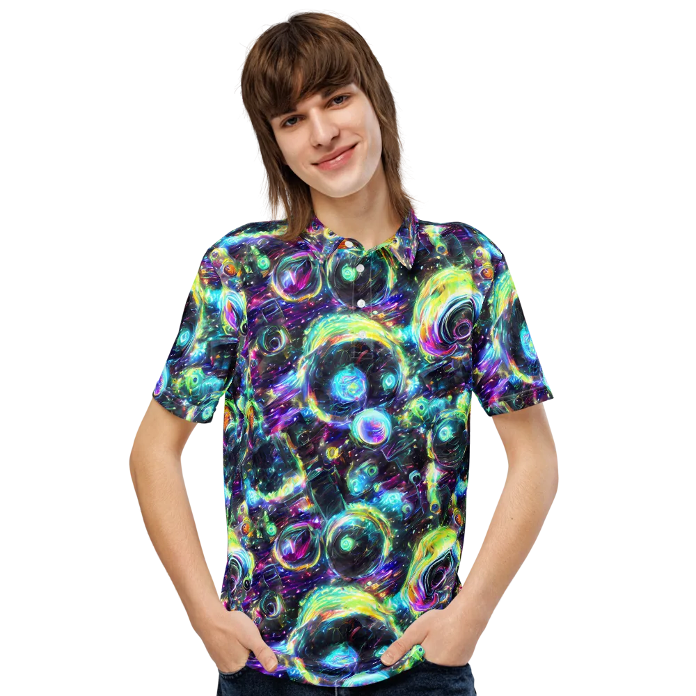 Iridescent Gravity on Men's Slim Fit Polo Shirt — Front