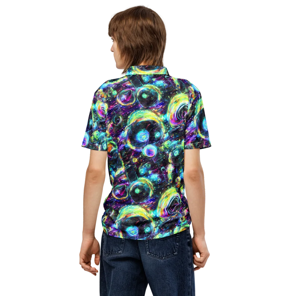 Iridescent Gravity on Men's Slim Fit Polo Shirt — Back