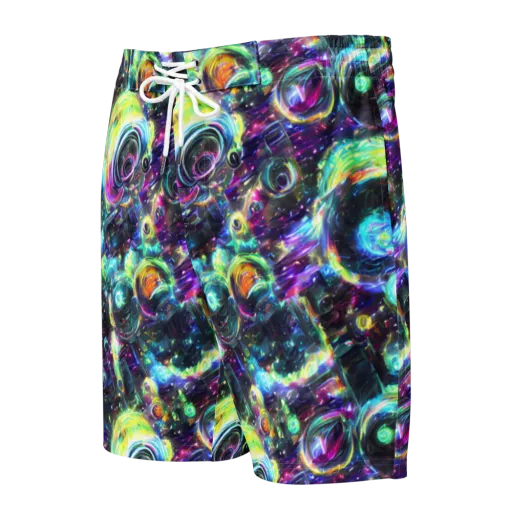 Iridescent Gravity on a Men's Board Shorts