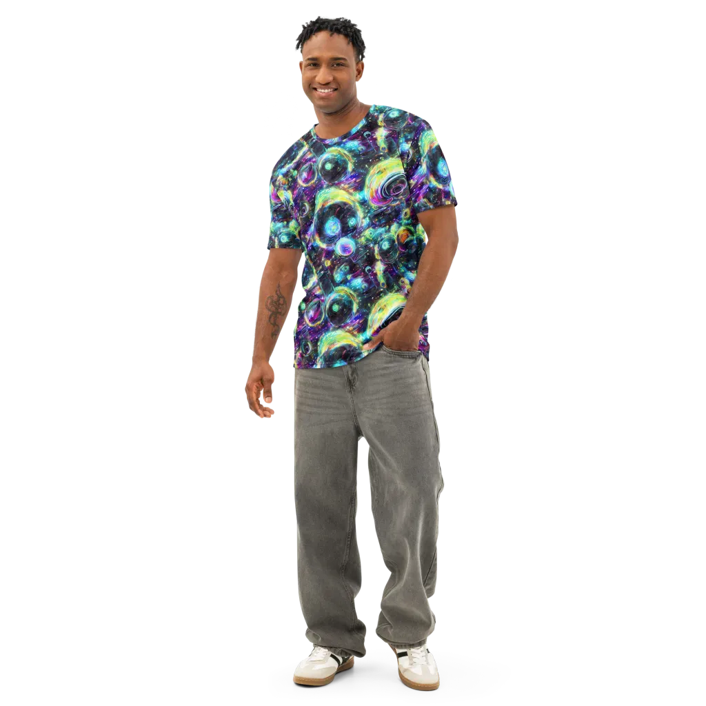 Iridescent Gravity on Men's Cotton Crew Neck T-Shirt — Front