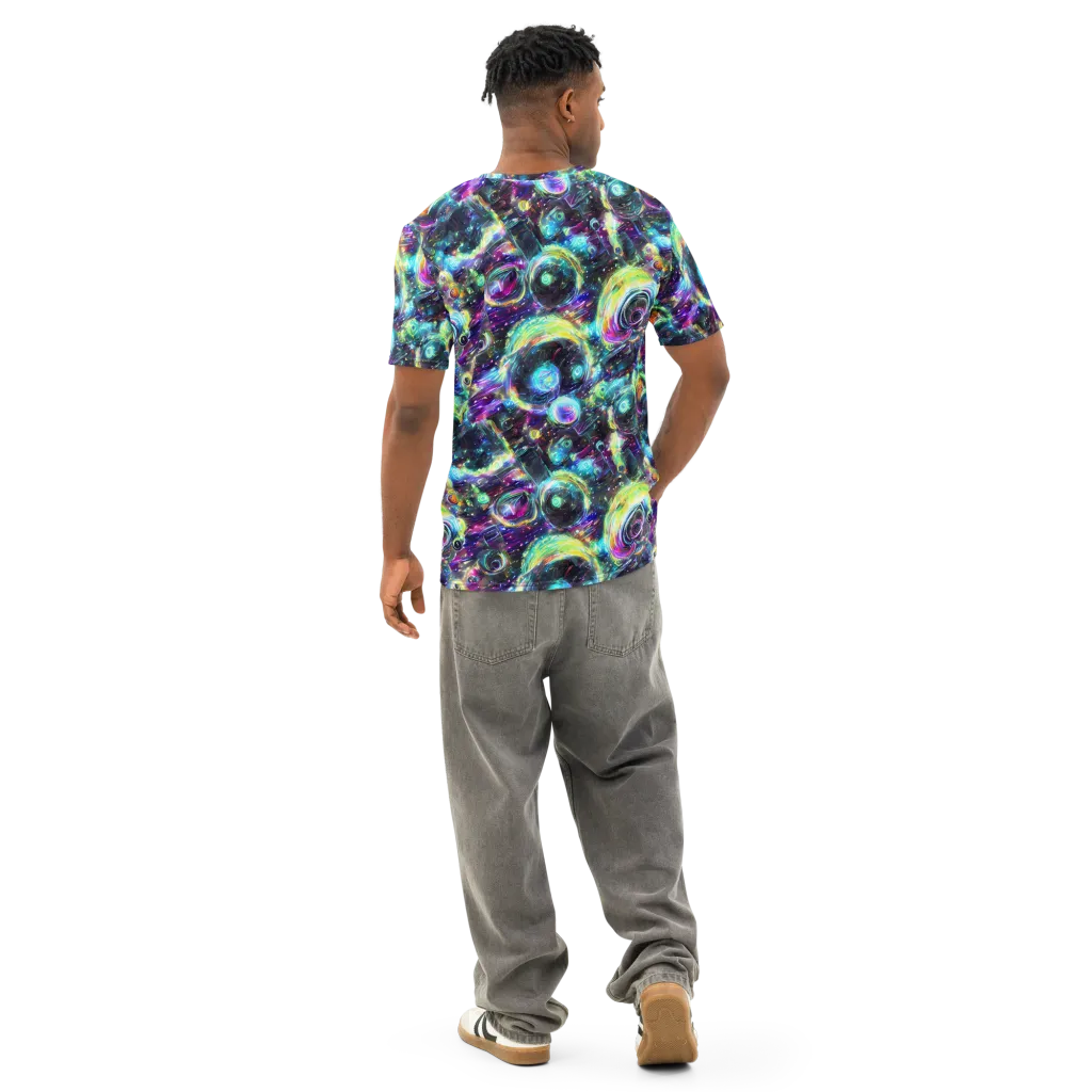 Iridescent Gravity on Men's Cotton Crew Neck T-Shirt — Back