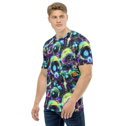 Iridescent Gravity on a Men's Crew Neck T-Shirt