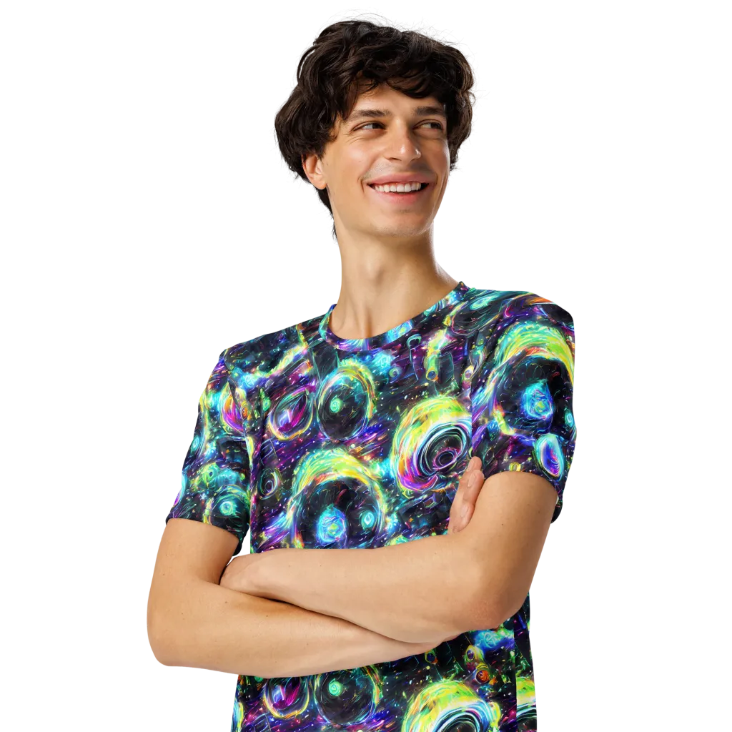 Iridescent Gravity on Men's Crew Neck T-Shirt — Left Front