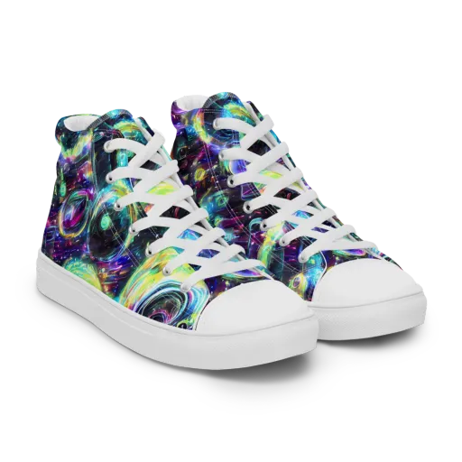 Iridescent Gravity on a Men's High Top Canvas Shoes