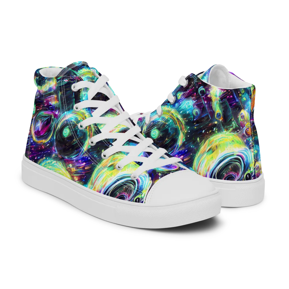 Iridescent Gravity on Men's High Top Canvas Shoes — Right