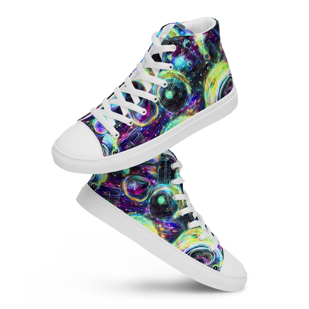 Iridescent Gravity on Men's High Top Canvas Shoes — Front