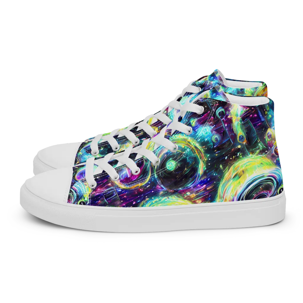 Iridescent Gravity on Women's High Top Canvas Shoes — Left