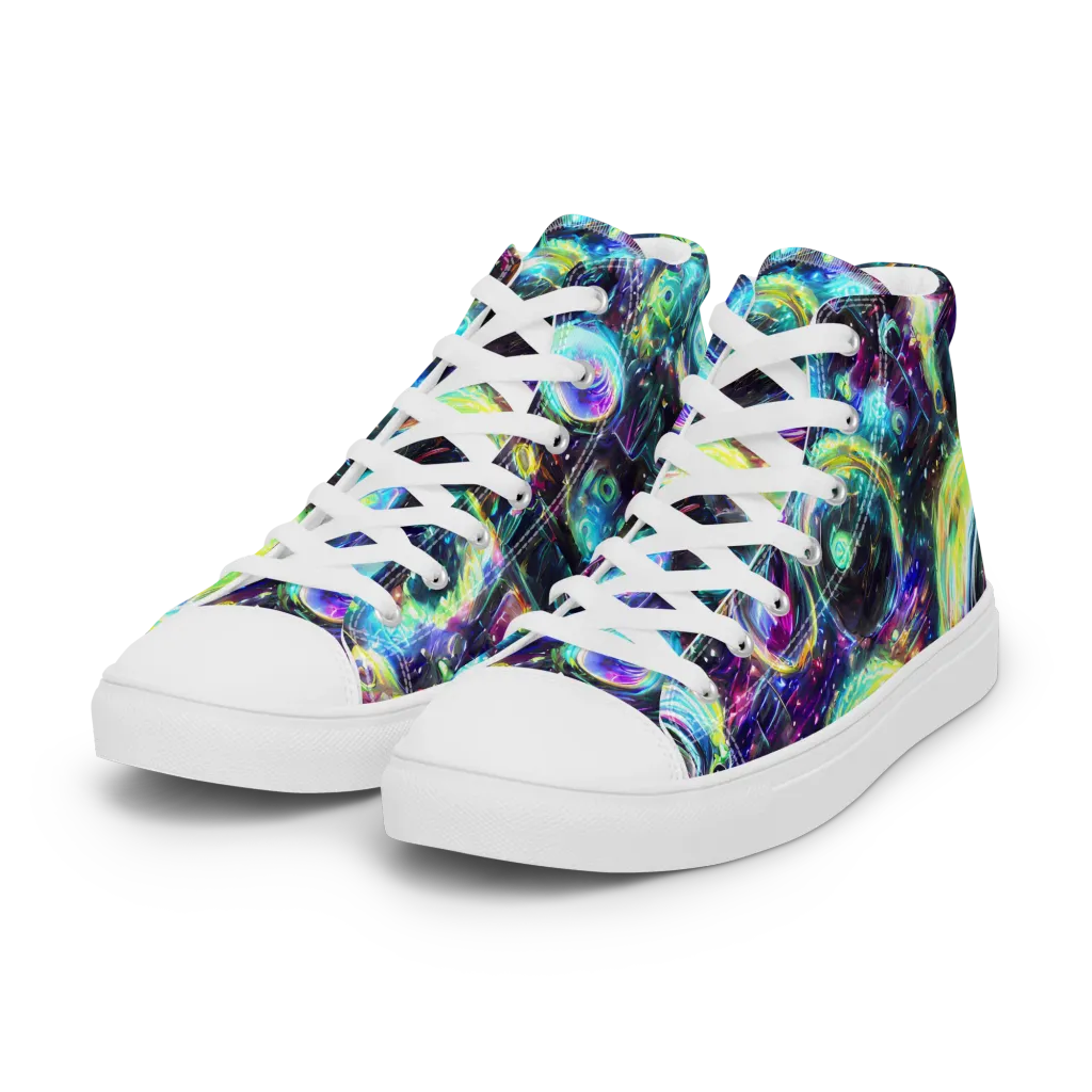 Iridescent Gravity on Women's High Top Canvas Shoes — Left Front
