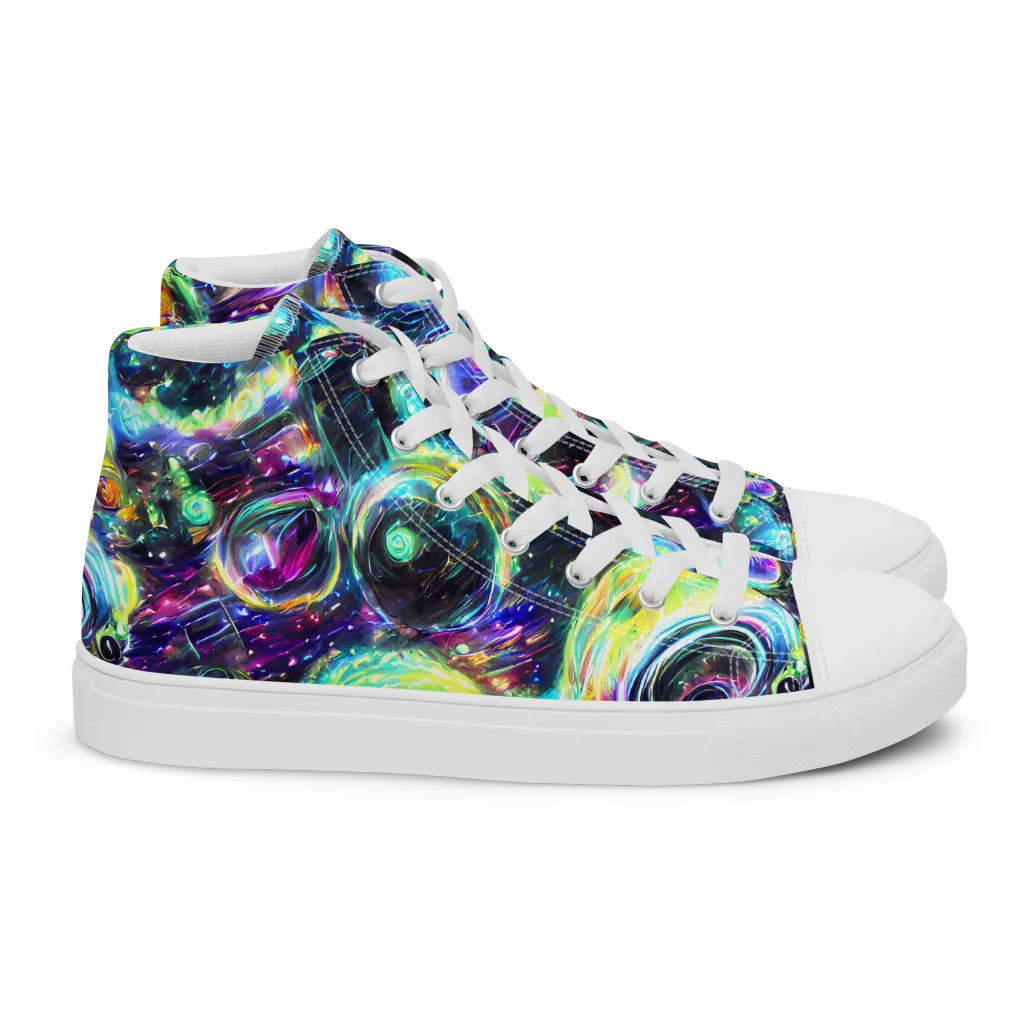 Iridescent Gravity on Women's High Top Canvas Shoes — Right