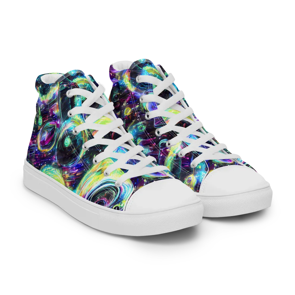 Iridescent Gravity on Women's High Top Canvas Shoes — Right Front