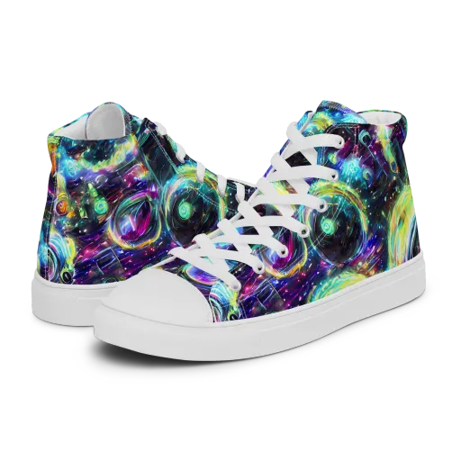 Iridescent Gravity on a Women's High Top Canvas Shoes