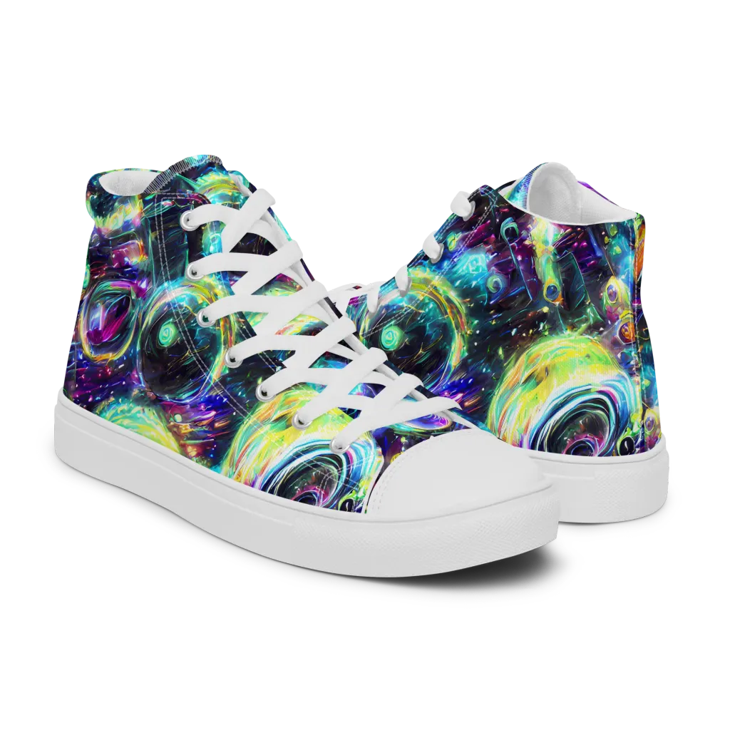 Iridescent Gravity on Women's High Top Canvas Shoes — Right