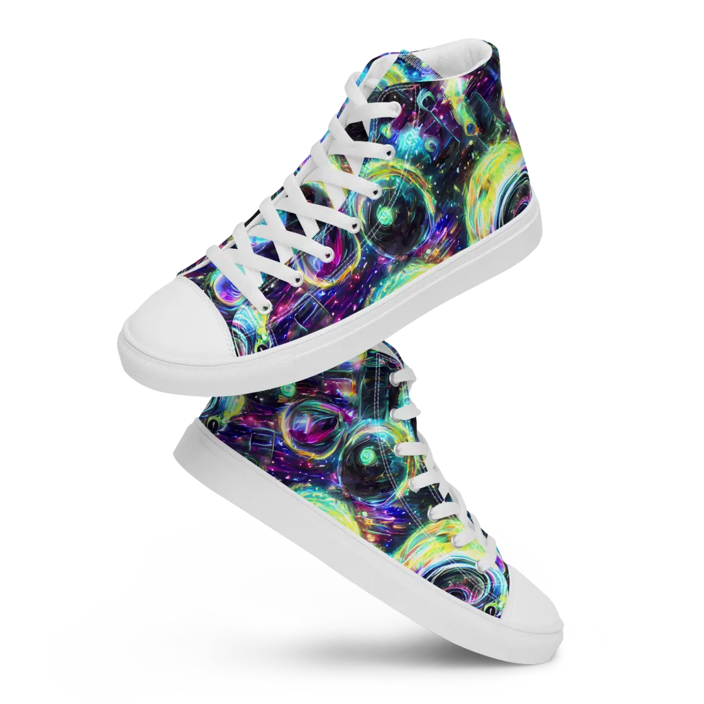Iridescent Gravity on Women's High Top Canvas Shoes — Front